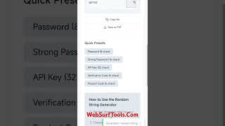Random String Generator. #websites #solution #webtools #trendingshorts WebSurfTools*com