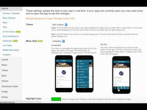 Choosing Your App's Theme, Menu and Highlight Color