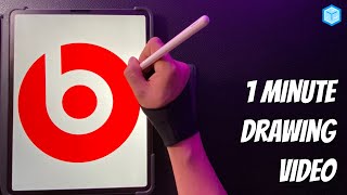 1 MINUTE #SHORT VIDEOS | DRAWING BEATS LOGO IN PROCREATE