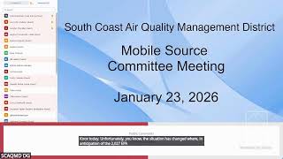 South Coast AQMD Mobile Source Committee Meeting - January 23, 2025