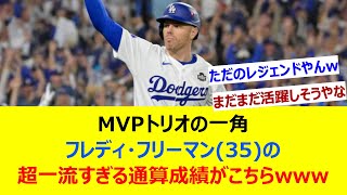 MVPトリオの一角、フレディ・フリーマン(35)の超一流すぎる通算成績がこちらwww【ネット反応集】