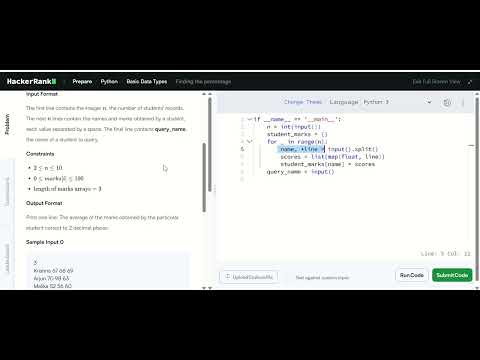 Finding the Percentage – HackerRank Python Solution for Beginners | Finding the Percentage 2-Decimal