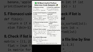 10 Python Code Snippets Every Coder Must Know 💻🔥 | Python Interview Prep