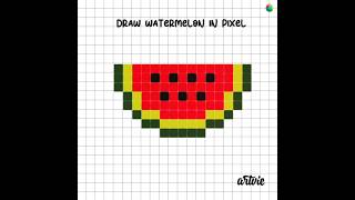 How to draw watermelon in pixel #drawing #watermelon #pixelart
