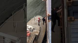 Mississippi River Pilot climbing Pilot ladder on container ship #containerships #ship #shipspotter