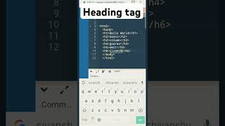 Types of HTML heading | html heading | H1 tag-coding tags#headingtags #shorts #viralvideo