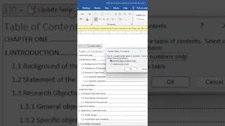 How to Insert an Automatic Table of Contents in Word| Step by Step  #shorts #tutorial