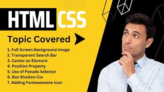 How to make search bar in html and css | Background image css full screen