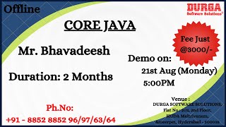 CORE JAVA Offline Training @ DURGASOFT