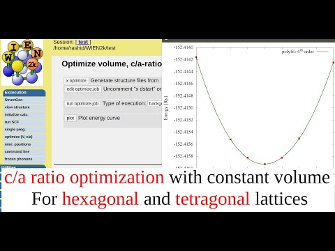 WT15: c/a ratio optimization with constant volume in WIEN2k | For hexagonal and tetragonal lattices