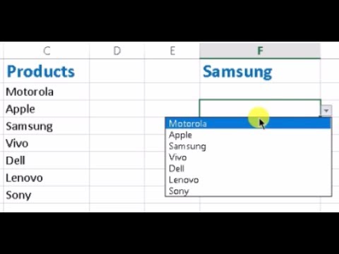 Create drop down list based on other cell values in excel