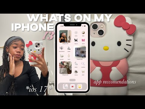 WHATS ON MY PINK IPHONE 13 | aesthetic homescreen set up + app reccomendations + *ios 17*