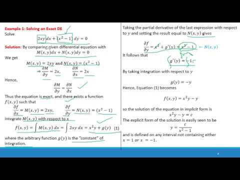 Linear Algebra & ODEs:First-order Differential Equations | Exact Equations