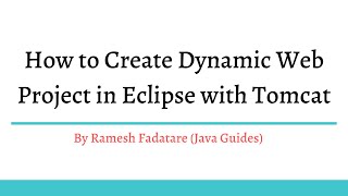How to Create Dynamic Web Project in Eclipse with Tomcat