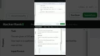 Hackerrank || Python ||  Numpy  || Min and Max  #codingchallenge #codingsolutions