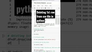 Deleting 1st row from csv file in Python #python #csv #dataanalytics