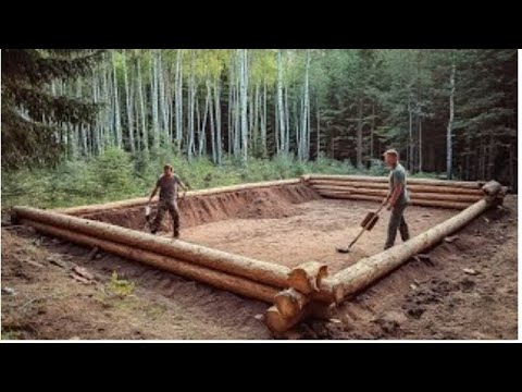 Two Men Build a LOG CABIN in the Forest | Start to Finish by#unfrezzmyaccount 