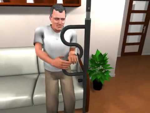 Pole with Curved Grab Bar