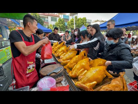 Market Life in Southern China: Poached Chicken, Shrimp Cakes, Stuffed Veggies & More Guangxi Food