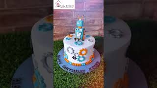 Robot Themed Custom Fondant Cake  #caketrends #fondantdecoration #fondantcakes #fondantart