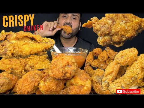🍗CRISPY FRIED DESI CHICKEN LEGS,WINGS  ASMR NOODLES COMBO MUKBANG| UltimatFood Craving Satisfier!
