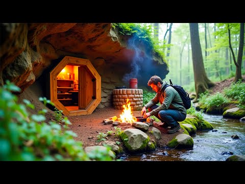 Off-Grid Cave Shelter Upgrade | Burning Rock, Lime Mortar, and Handmade Bushcraft Gear