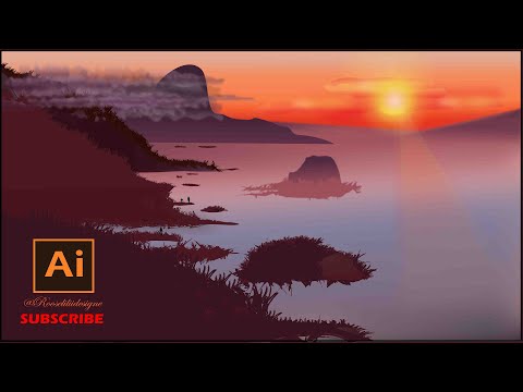 Landscape scenery with Basic Shapes in Adobe Illustrator | Speed Art