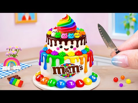 The Cutest M&M Cake 🍭 Sweet Mini Rainbow Melting Chocolate Cake 🍭 Mini Sweet Taste