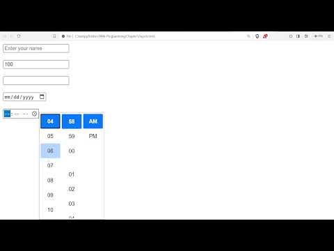 HTML Input Controls Form - Text, Password, Radio, Checkbox, Date, Time etc