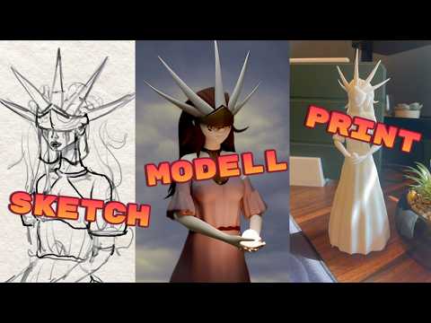 2D Sketch (Procreate) to 3D Model (Blender) to 3D Print (Bambu Lab A1 Mini)