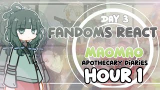FANDOMS react to ☆ MaoMao ☆ // DAY 3 - hour 1 // SPEED SET TO 2X // RAESTARS // @_ST1RLINE 
