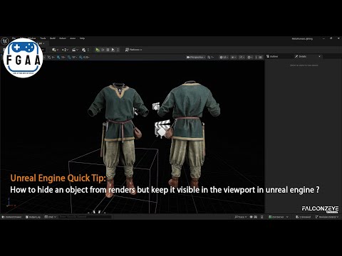 Learn how to hide an object from renders but keep it visible in the viewport in Unreal Engine?