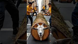 “Shocking Twist: Men Chopping Wood Log But Goat Family Comes Out! 🐐🔥”#Goat#ShockingVideo #ViralVideo
