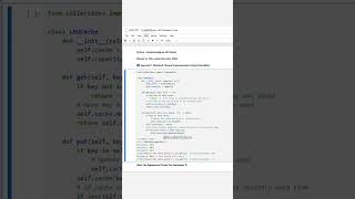 Python – Implementing an LRU Cache Manually Using OrderedDict (DSA) 🚀 #PythonDSA #CodingInterview