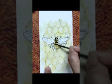 Watercolour honeybee painting #watercolour #shortsart #watercolourart #youtubeshorts #easytutorial