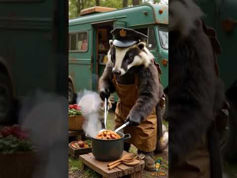 Bruno the Badger’s Stew Slam! 🦡🍲🚐 #wizzink #funny  #animals #cuteanimals #cute