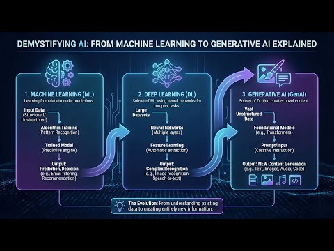 DemystifyingAI: From Machine Learning to Generative AI Explained #ai #ml #deeplearning #generativeai