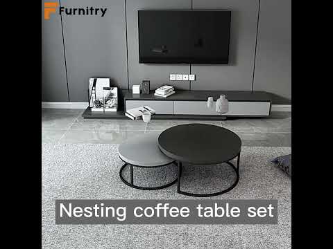 Classy Gray & Black Nesting Round Coffee Table