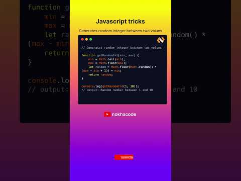 Generates random integer between JavaScript #tutorial #javascript #shorts
