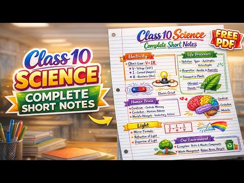 Class 10 Science Complete Short Notes 🔥| One Page Revision Notes | Boards 2026 Important | FREE PDF