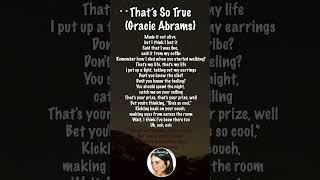 Gracie Abrams - That’s So True (Lyrics) #GracieAbrams#ThatsSoTrue