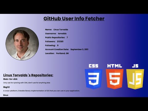 Create this Github Profile Explorer using HTML CSS and JavaScript | JS Projects | CodeWithAlpha