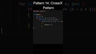 Pattern 14: Cross/X Pattern In C | Pattern Series | JustCode |#coding #programming  #shorts