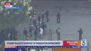 Students and federal police clash during downtown L.A. protest