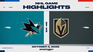 NHL Preseason Highlights | Sharks vs. Golden Knights - October 3, 2025
