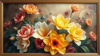 Dreamworld Blooms | 4K Magical Flower Art with Golden Frames | Silent Background