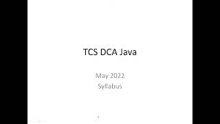 TCS DCA JAVA Updated Syllabus