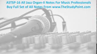 ASTSP16 All Jazz Organ II Notes For Music Professionals