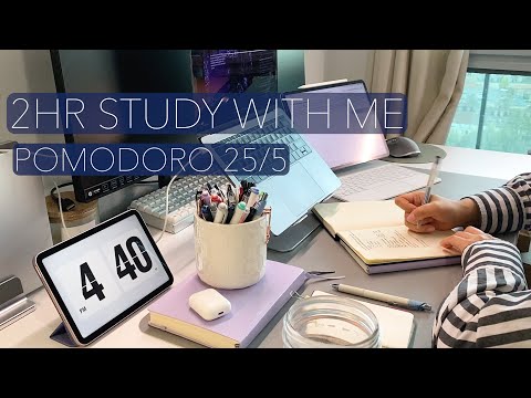 EP.4 - 2 HOUR STUDY WITH ME AT HOME ⎢Pomodoro 25/5 With Calm Piano Sound, Real time, Work with me