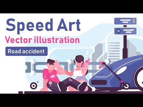 Speed Art Drawing vector illustration  - Road accident